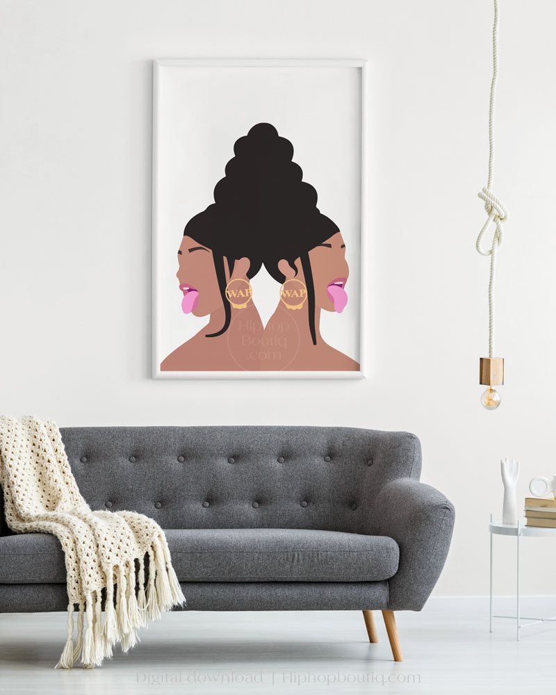 Female rapper poster | Hip hop artist portrait printable - HiphopBoutiq