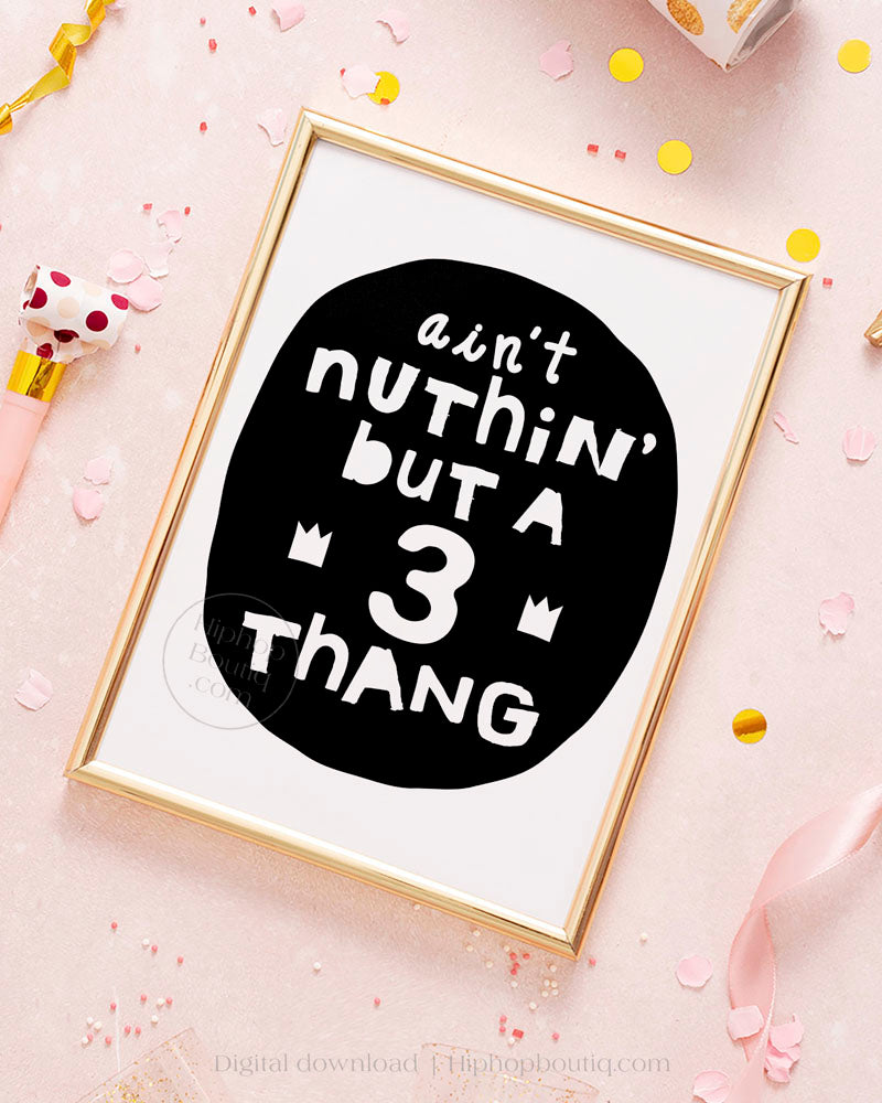 Ain't nothin but a 3 thang | Notorious hip hop birthday party decorations - HiphopBoutiq