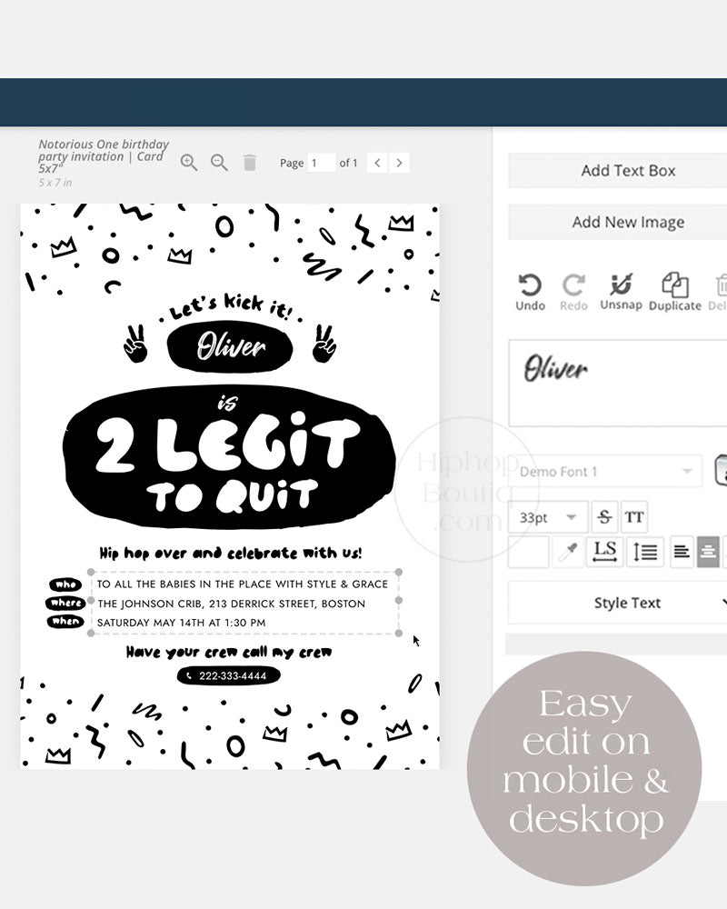 2 Legit to Quit Birthday Editable Invitation Template