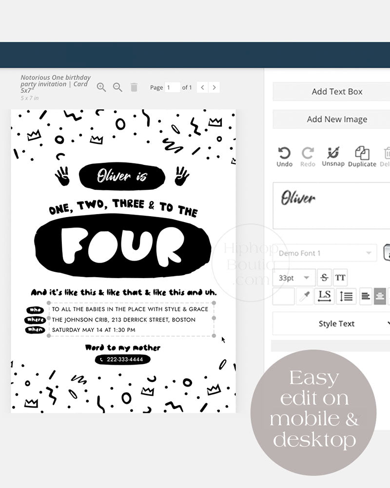 One Two Three And to The Four Birthday Invite Template