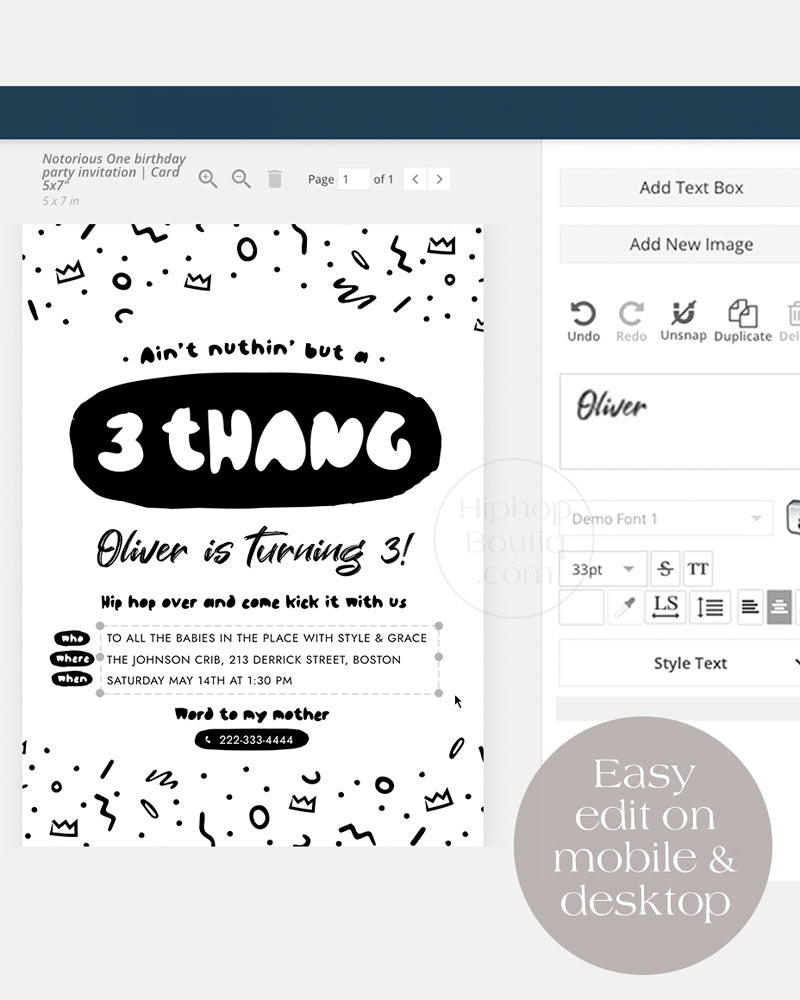 Ain't Nothing But a 3 Thang Party Invite Template