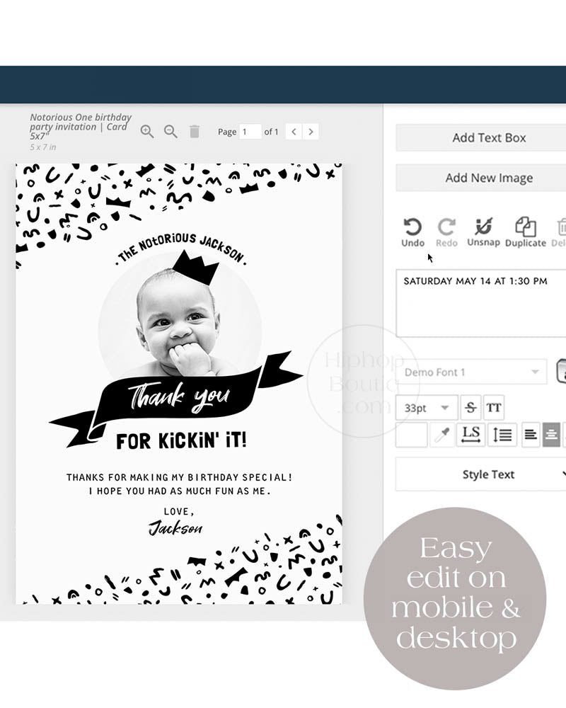 Thank You For Kickin' It Editable Card
