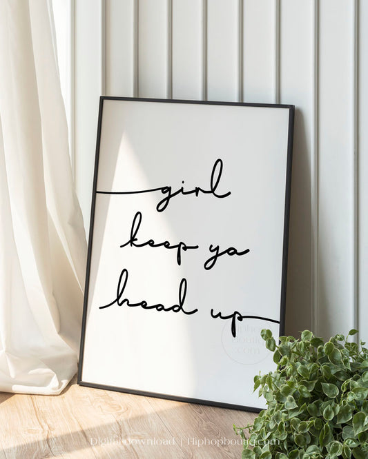 Keep ya head up script poster | 90s hip hop decor for bedroom - HiphopBoutiq