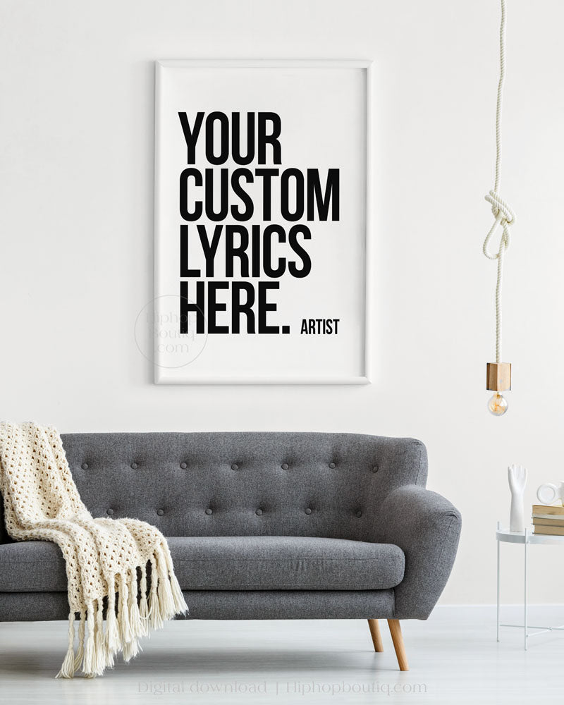 Custom rap lyrics poster | Hip hop gift idea | 90s old school wall decor