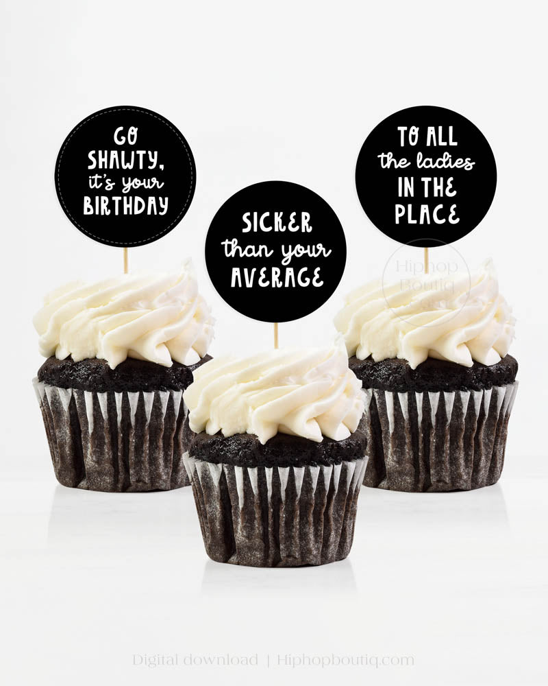 90s Hip Hop Party Cupcake Toppers