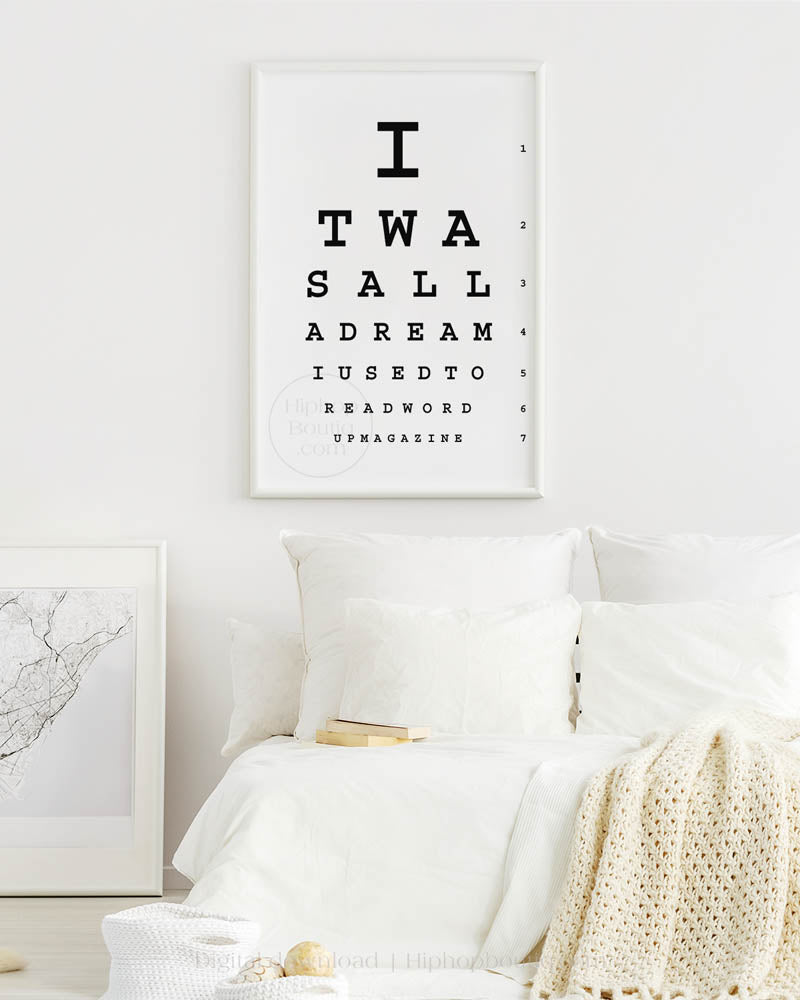 It was all a dream sign | Hip hop office decor | Eye test chart poster for office - HiphopBoutiq