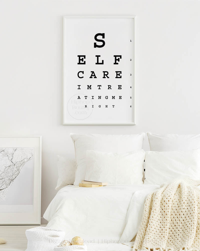Self care, I'm treatin' me right poster | Hip hop office decor | Rap eye test chart for office - HiphopBoutiq