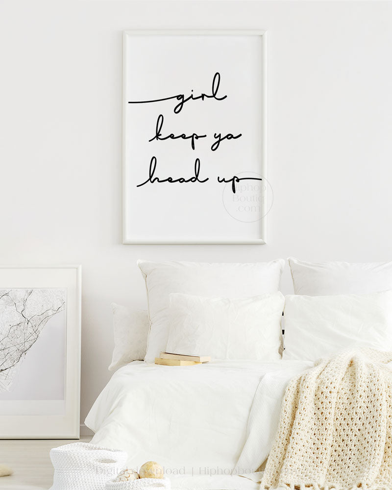 Keep ya head up script poster | 90s hip hop decor for bedroom - HiphopBoutiq