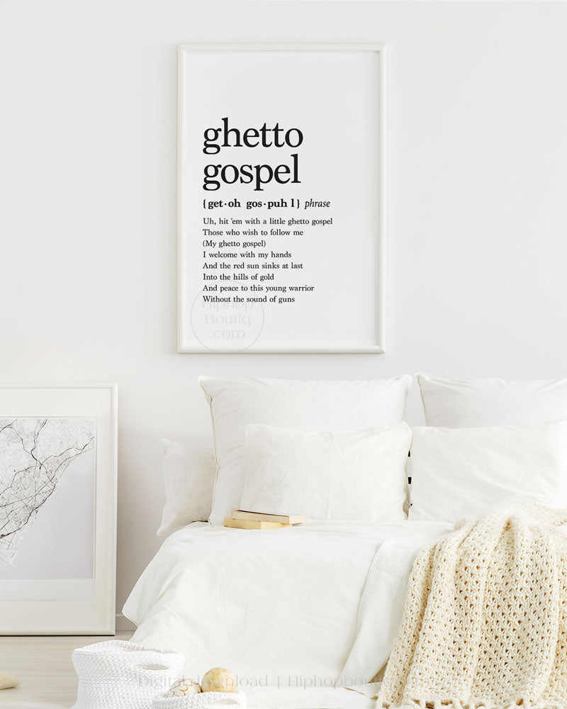 Ghetto gospel | Old school hip hop lyrics poster | 90's hip hop wall art definition - HiphopBoutiq