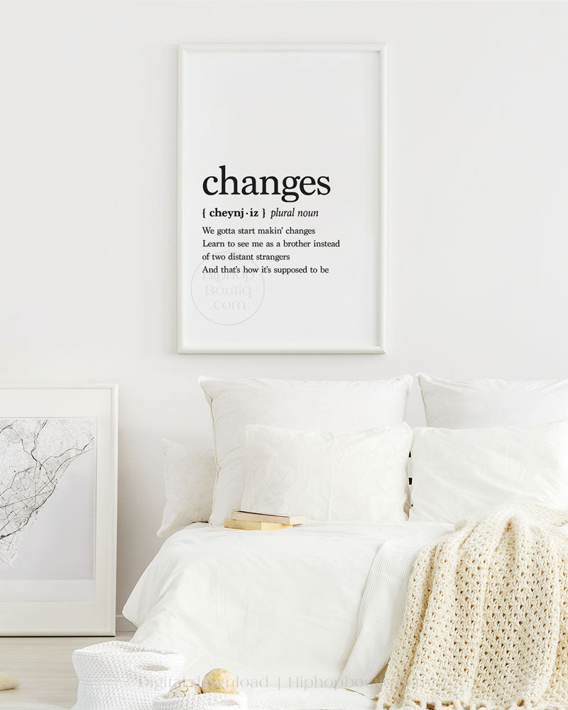 Changes lyrics poster | Old school hip hop lyrics wall art definition - HiphopBoutiq