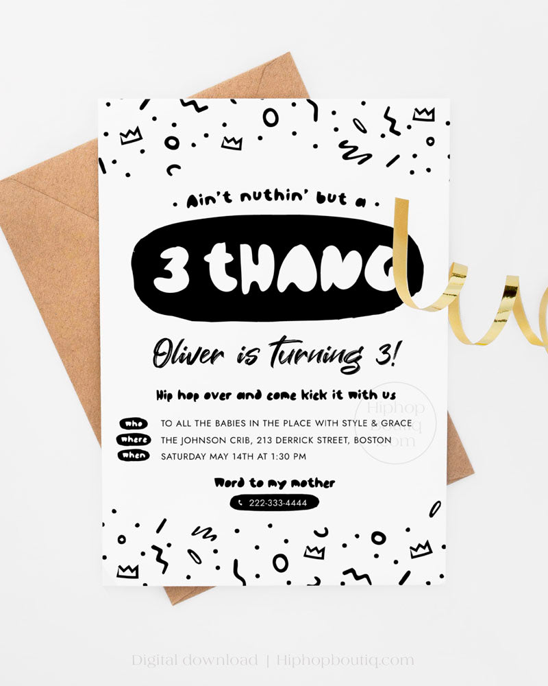 Ain't Nothing But a 3 Thang Party Invite Template
