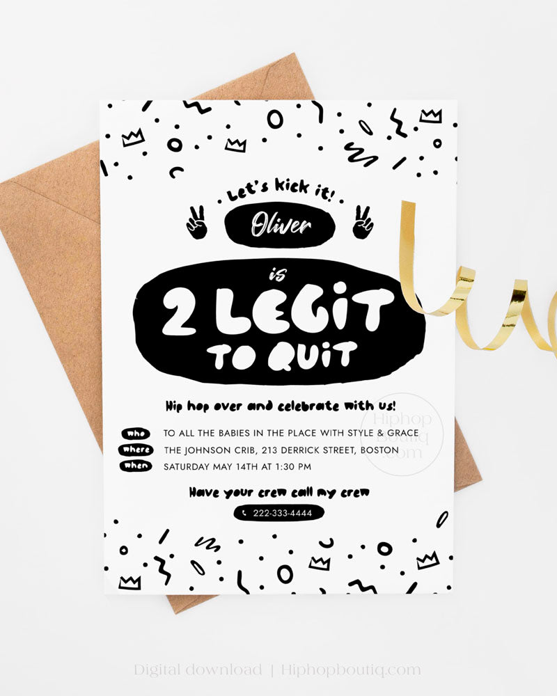 2 Legit to Quit Birthday Editable Invitation Template