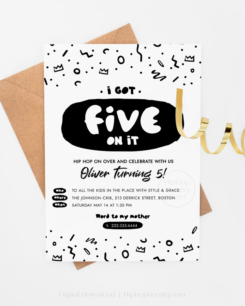 I Got Five On It 5th Birthday Invitation Template
