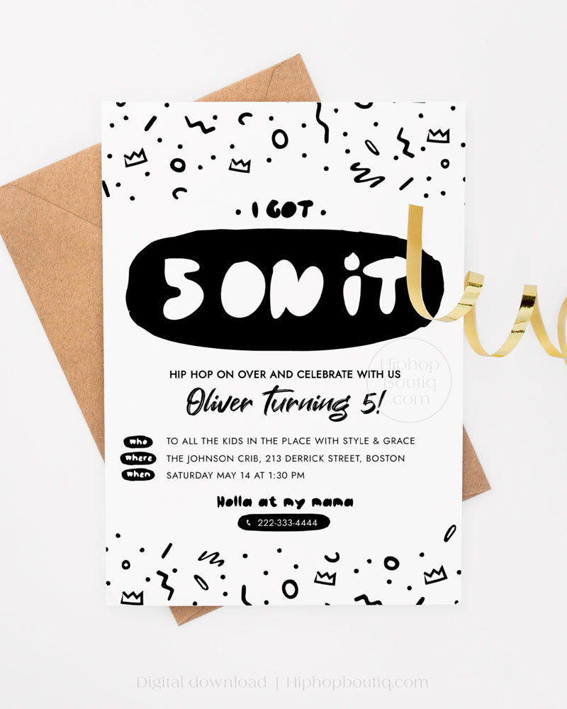 I Got 5 On It Editable Birthday Invitation Template