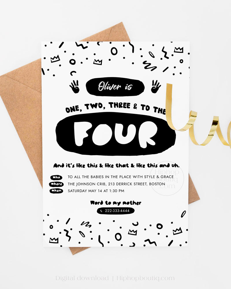 One Two Three And to The Four Birthday Invite Template