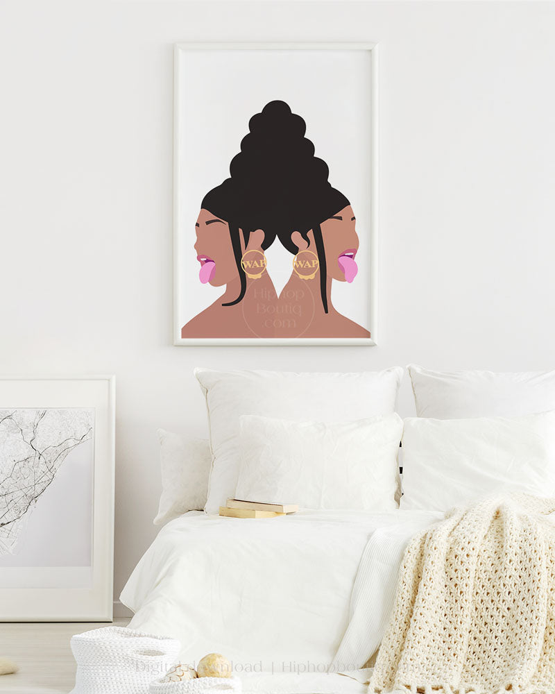 Female rapper poster | Hip hop artist portrait printable - HiphopBoutiq