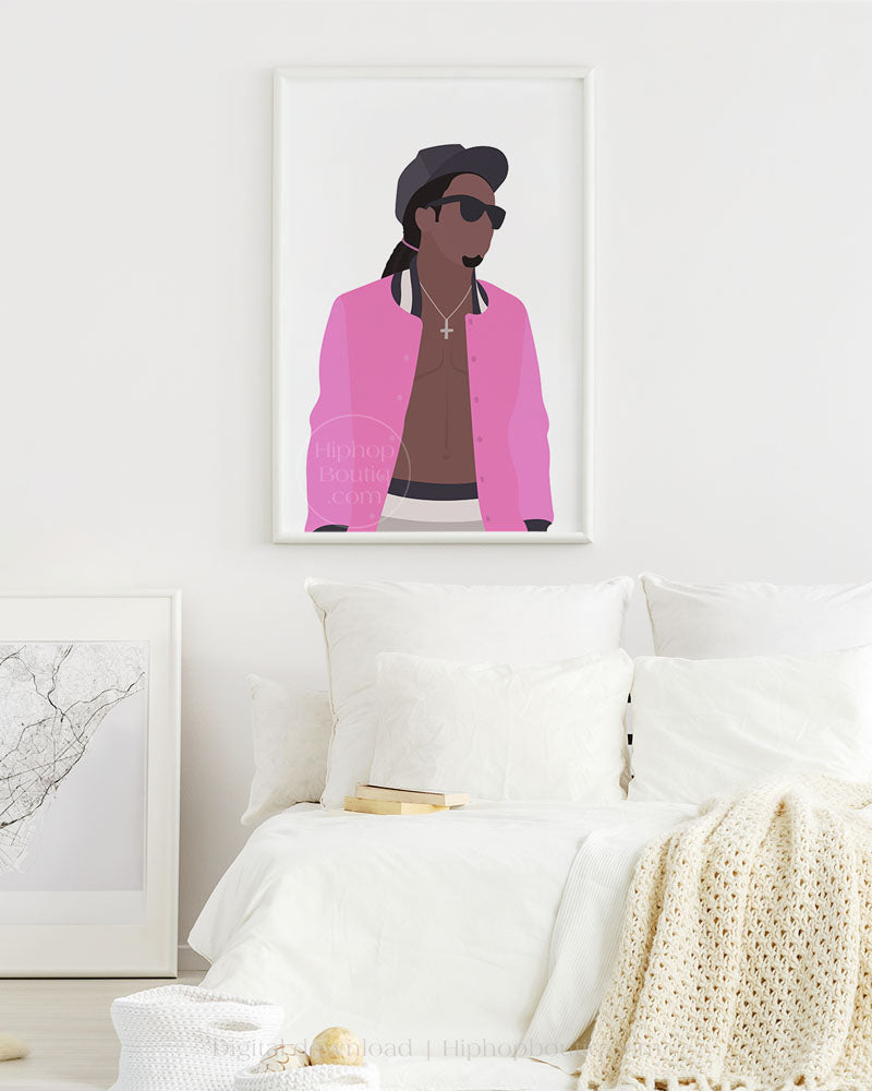 Old school rapper poster printable | Minimalist hip hop artist wall art - HiphopBoutiq