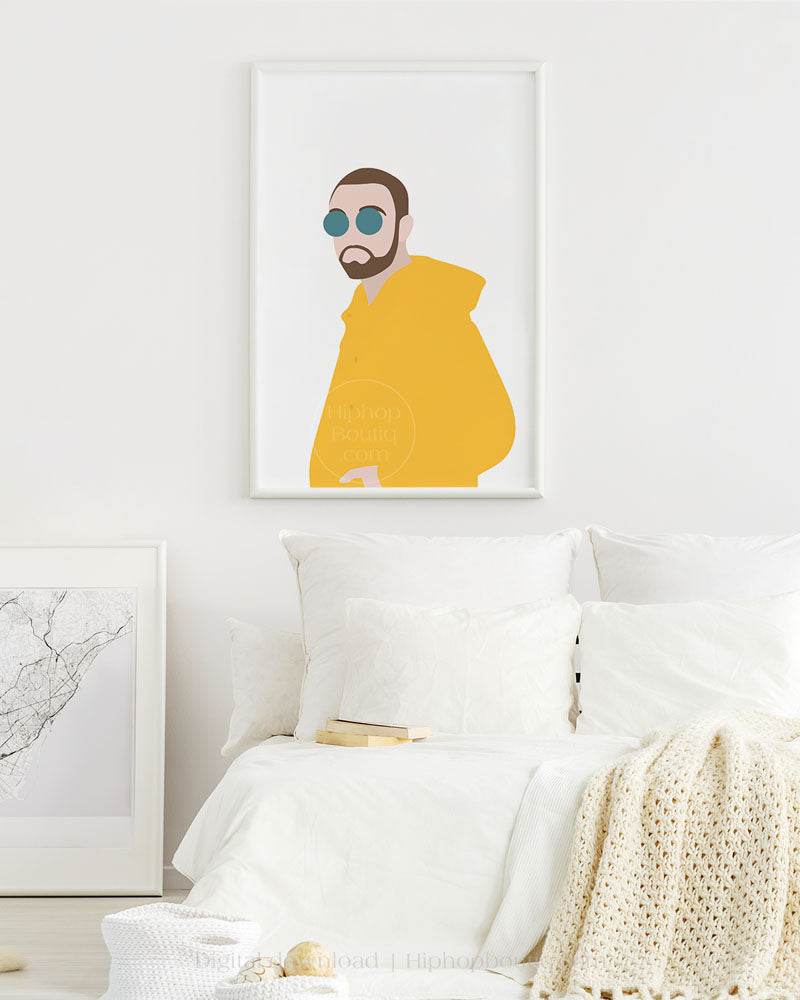 Rapper printable poster | Hip hop artist wall art | Rapper portrait art - HiphopBoutiq