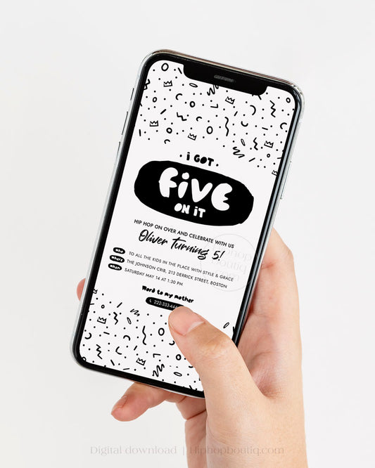 I Got Five On It 5th Birthday Invitation Template