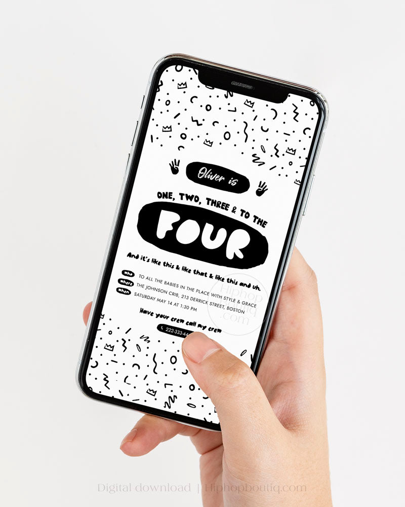 One Two Three And to The Four Birthday Invite Template