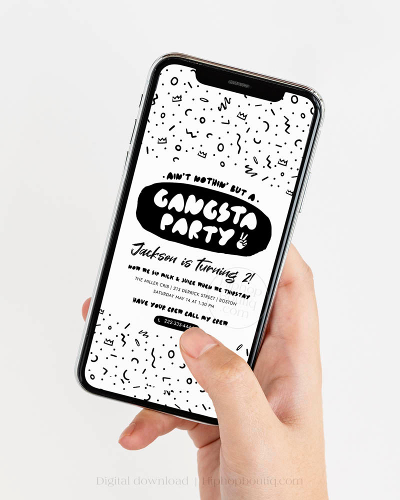 Ain't Nothing But a Gangsta Party Birthday Invite Template