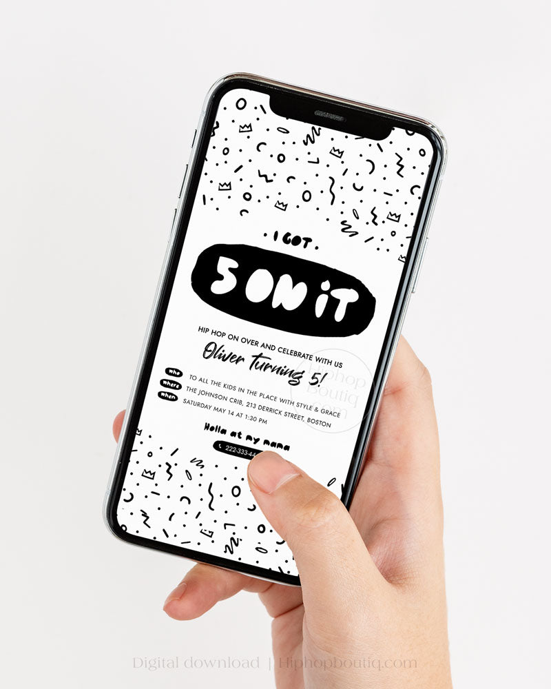 I Got 5 On It Editable Birthday Invitation Template