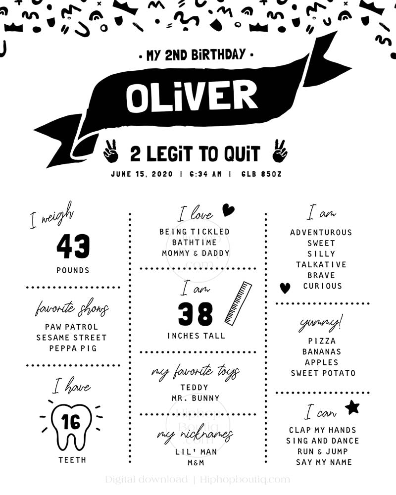 Two Legit to Quit Milestone Sign Template