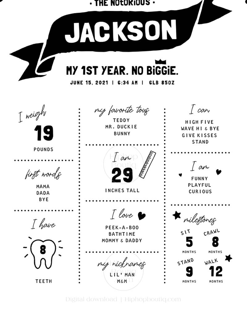 My First Year Editable Birthday Milestone Sign