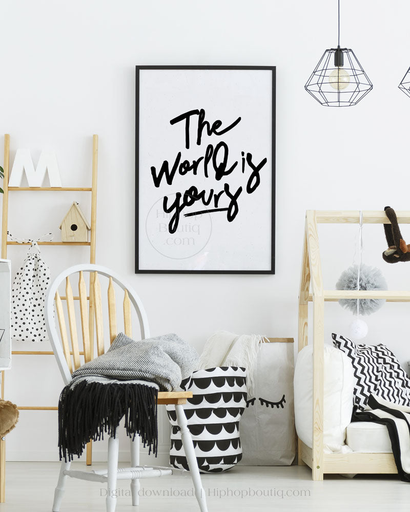 Hip hop nursery decor | The world is yours lyrics | Hip hop themed nursery poster - HiphopBoutiq