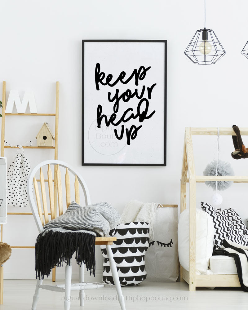 Hip hop themed nursery poster | Keep your head up | Printable hip hop nursery decor - HiphopBoutiq