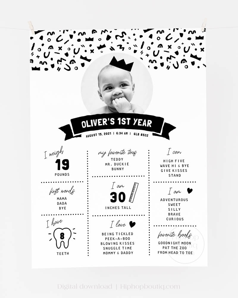 Baby's First Year Editable Milestone Sign Template