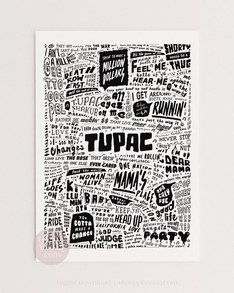 90s hip hop lyrics poster | Old school rap office decor - HiphopBoutiq