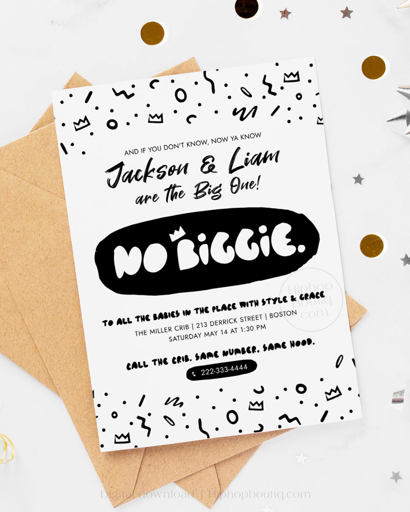 Notorious One Twin Birthday Invite Template