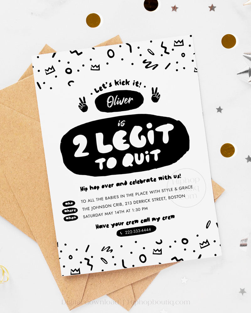 2 Legit to Quit Birthday Editable Invitation Template