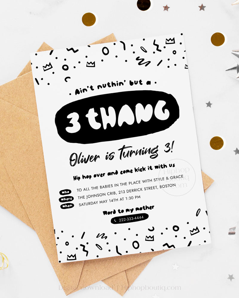 Ain't Nothing But a 3 Thang Party Invite Template