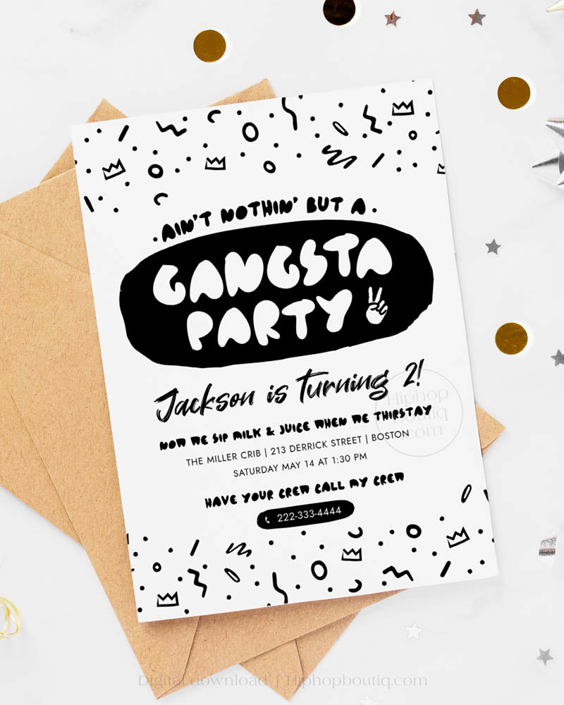 Ain't Nothing But a Gangsta Party Birthday Invite Template