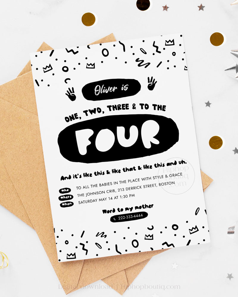 One Two Three And to The Four Birthday Invite Template
