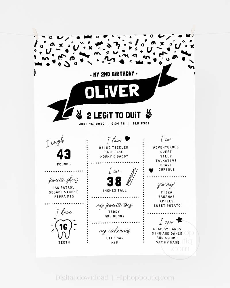 Two Legit to Quit Milestone Sign Template