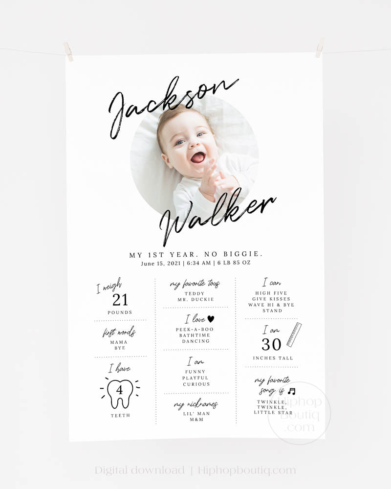 Baby's 1st Year Milestone Sign Template