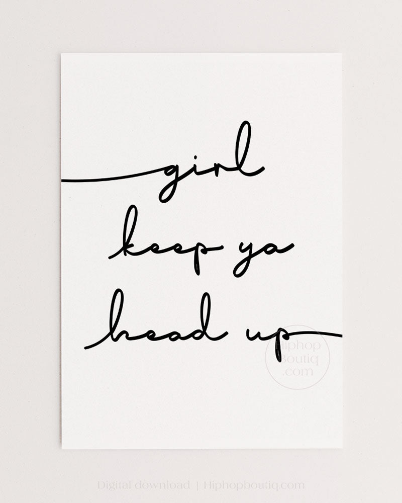 Keep ya head up script poster | 90s hip hop decor for bedroom - HiphopBoutiq