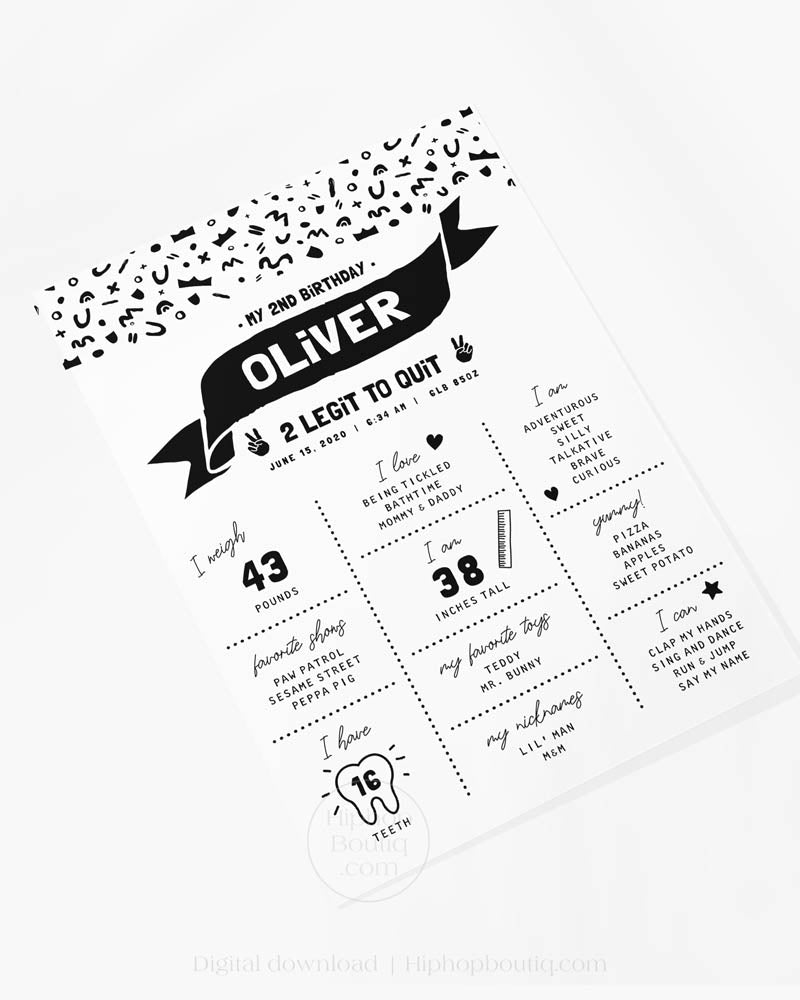 Two Legit to Quit Milestone Sign Template