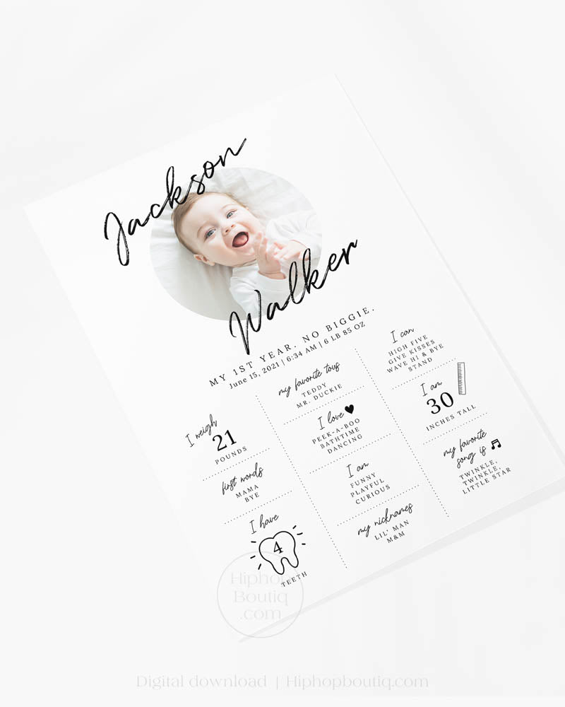 Baby's 1st Year Milestone Sign Template