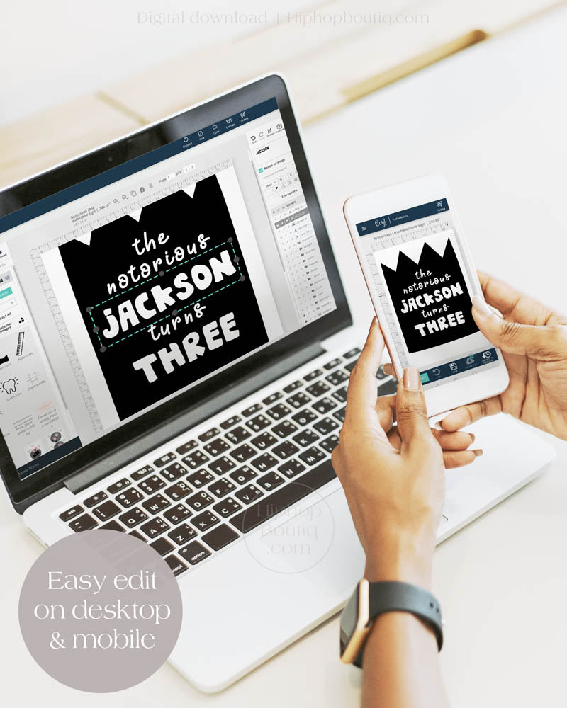 The Notorious Turns Three Editable Birthday Sign