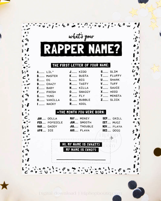 What's Your Rapper Name Party Game
