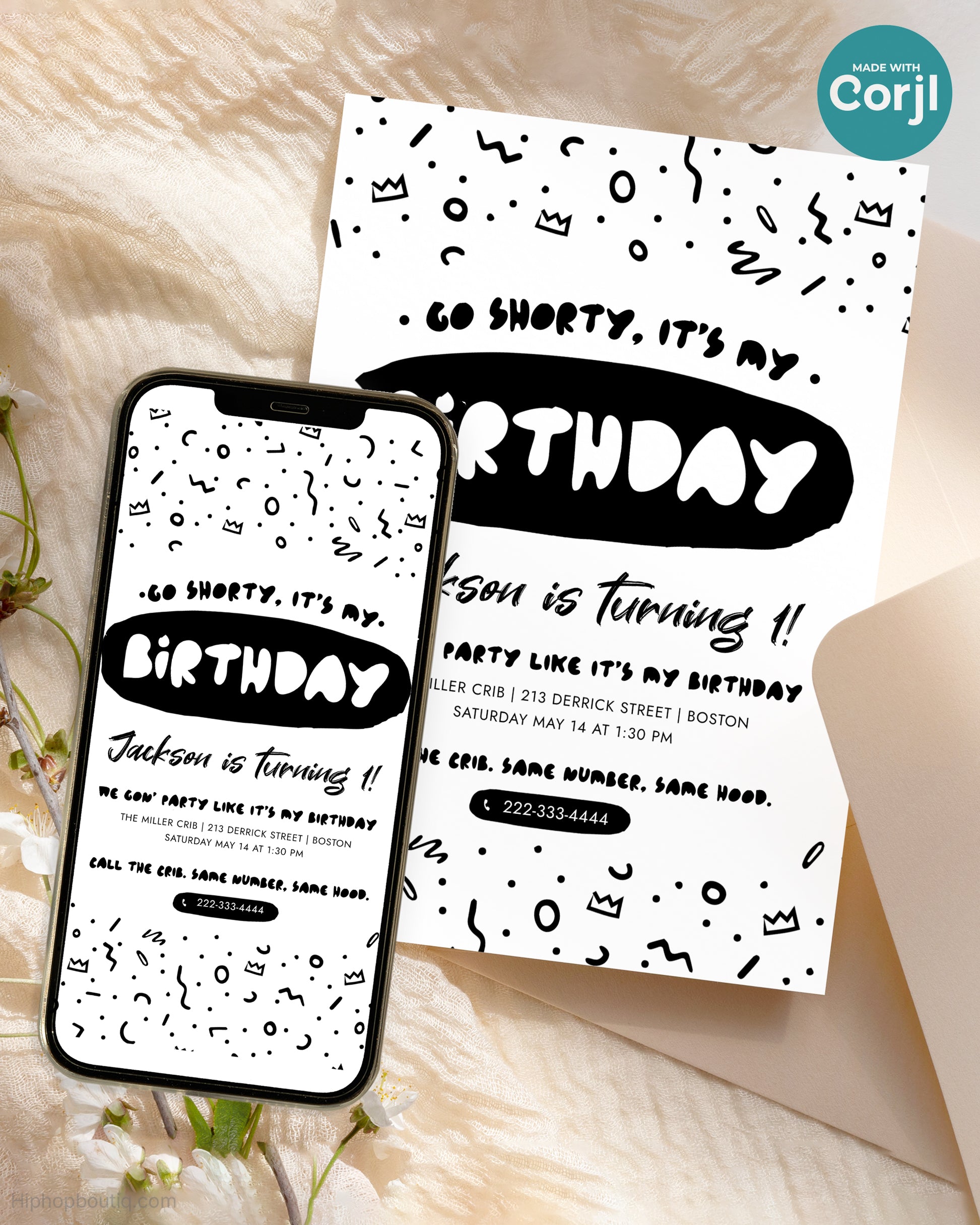 Go Shorty It's My Birthday Editable Invitation Template - HiphopBoutiq