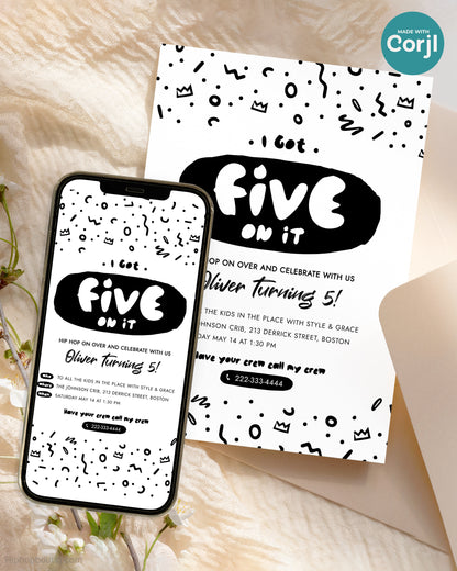 I Got Five On It 5th Birthday Invitation Template
