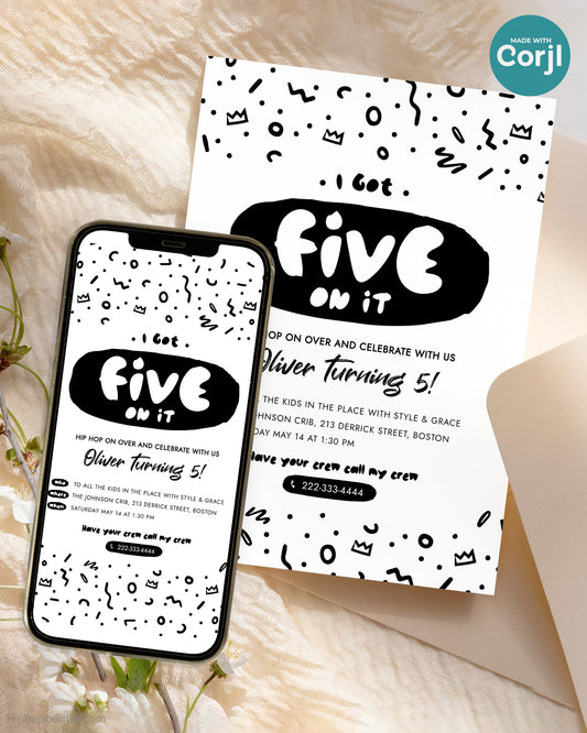 I Got Five On It 5th Birthday Invitation Template