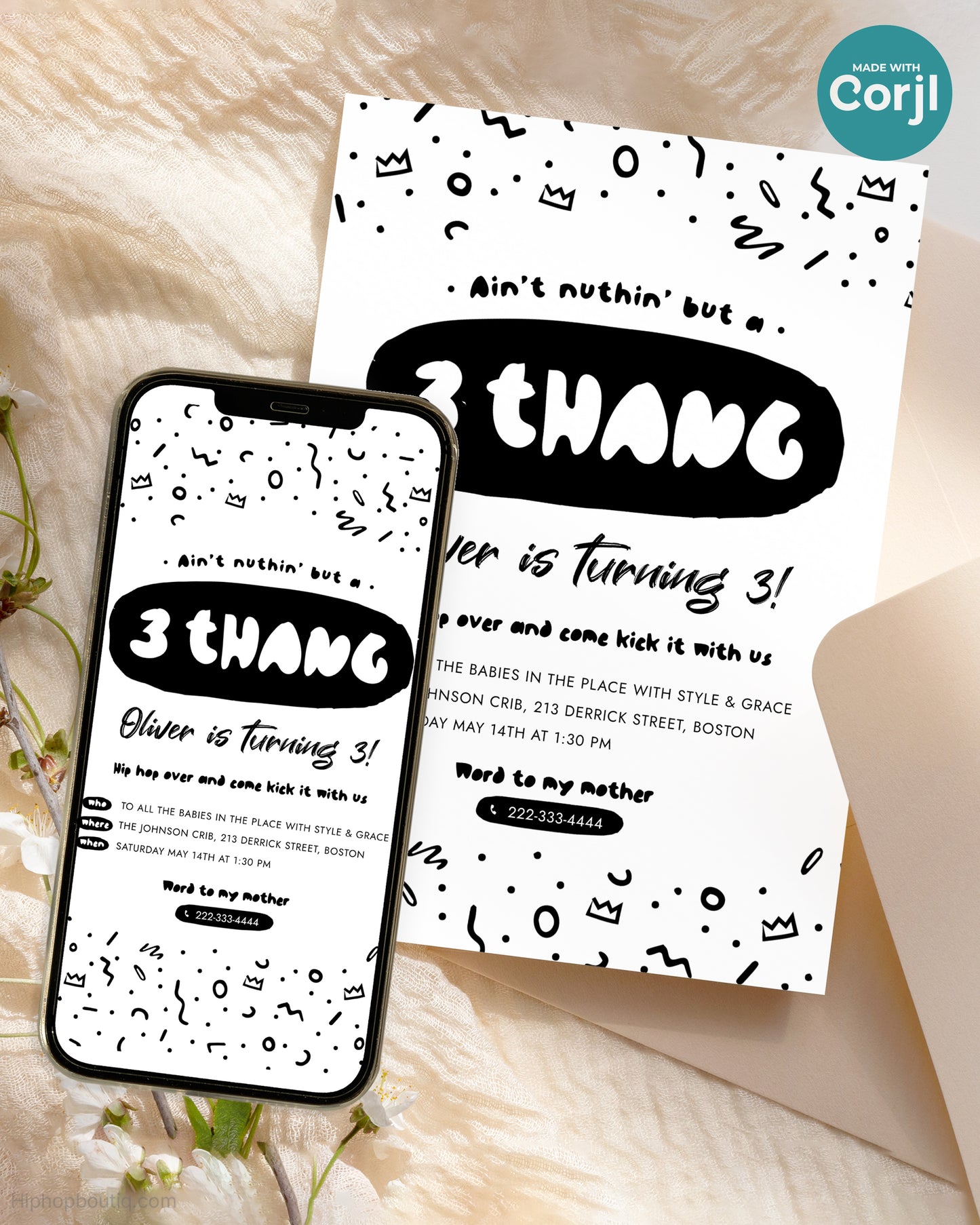 Ain't Nothing But a 3 Thang Party Invite Template
