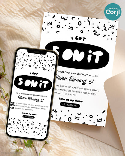 I Got 5 On It Editable Birthday Invitation Template