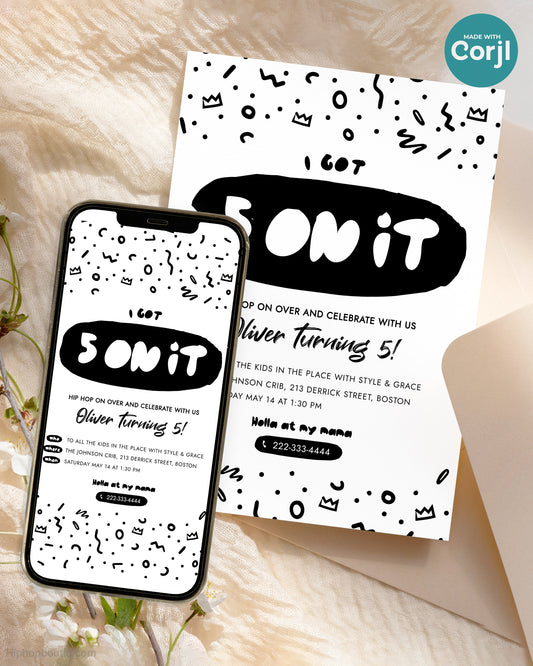 I Got 5 On It Editable Birthday Invitation Template